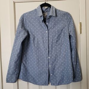 White polka dots chambray